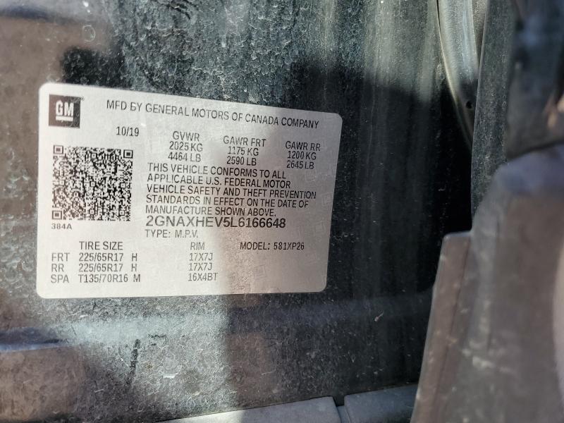 2GNAXHEV5L6166648 - 2020 CHEVROLET EQUINOX LS შავი ფოტო 14