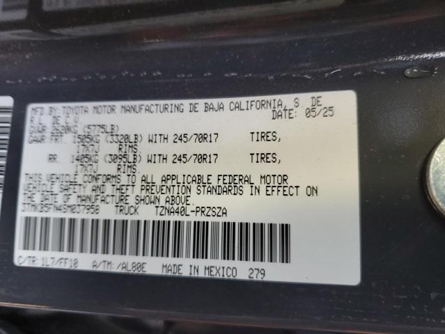 3TMKB5FN4SM037958 - 2025 TOYOTA TACOMA DOUBLE CAB CHARCOAL photo 12