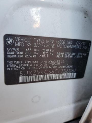 5UXZV4C56CL756067 - 2012 BMW X5 XDRIVE35I WHITE photo 13