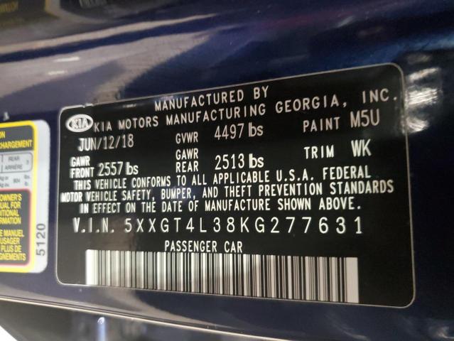 5XXGT4L38KG277631 - 2019 KIA OPTIMA LX 蓝色 照片 12