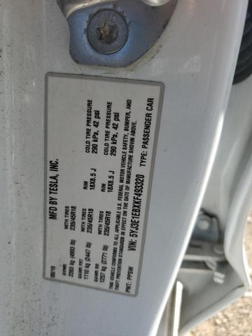 5YJ3E1EBXKF493320 - 2019 TESLA MODEL 3 WHITE photo 12