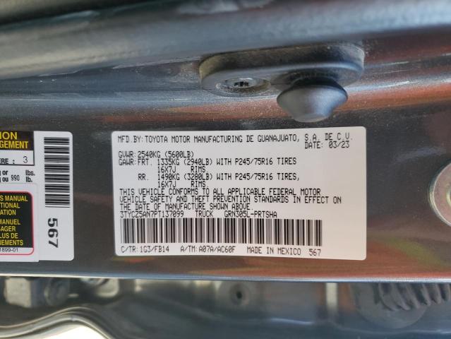 3TYCZ5AN7PT137099 - 2023 TOYOTA TACOMA DOUBLE CAB GRAY photo 12