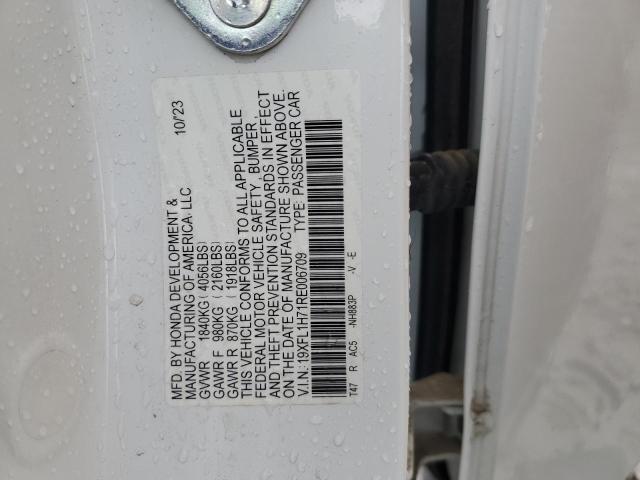 19XFL1H71RE006709 - 2024 HONDA CIVIC EXL Blanco foto 12