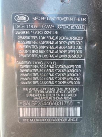 SALSF25446A931756 - 2006 LAND RANGE ROVER SPORT HSE GREEN photo 13