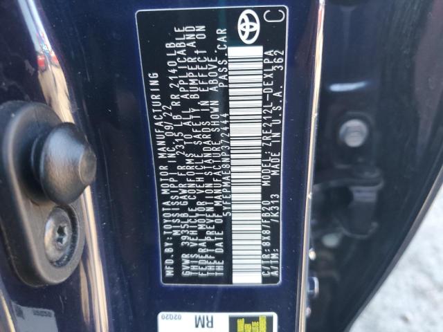 5YFEPMAE8NP372444 - 2022 TOYOTA COROLLA LE BLUE photo 12