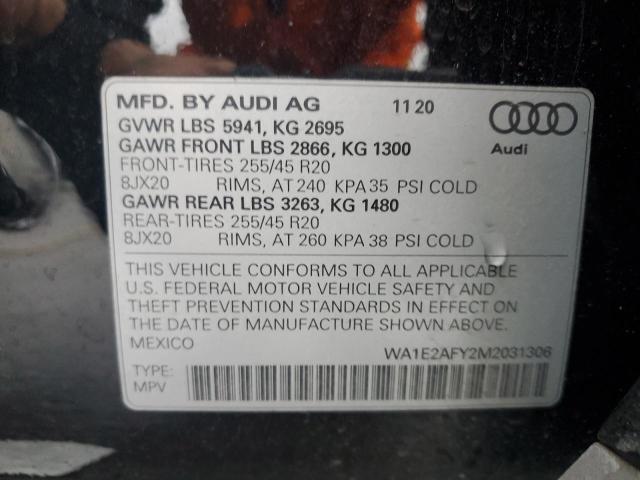 WA1E2AFY2M2031306 - 2021 AUDI Q5 PREMIUM PLUS Սև լուսանկար 14