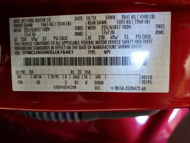 1FMCU9GN6SUA16461 - 2025 FORD ESCAPE ACTIVE წითელი ფოტო 13