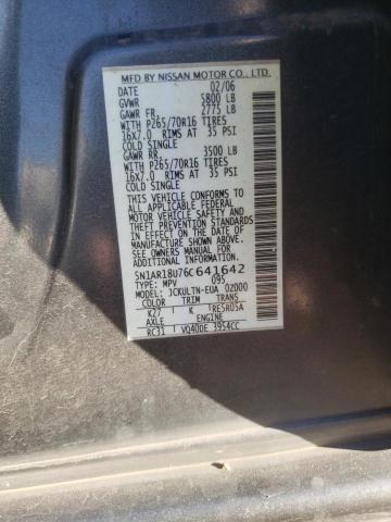 5N1AR18U76C641642 - 2006 NISSAN PATHFINDER LE ნაცრისფერი ფოტო 13