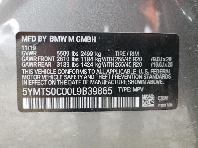 5YMTS0C00L9B39865 - 2020 BMW X3 M COMPETITION GRAY photo 13