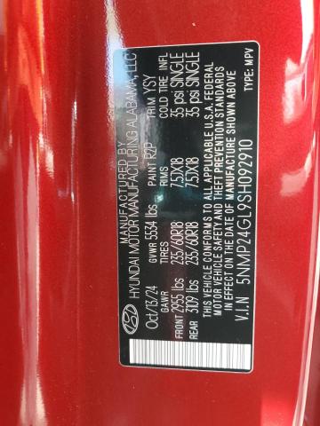 5NMP24GL9SH092910 - 2025 HYUNDAI SANTA FE SEL RED photo 13