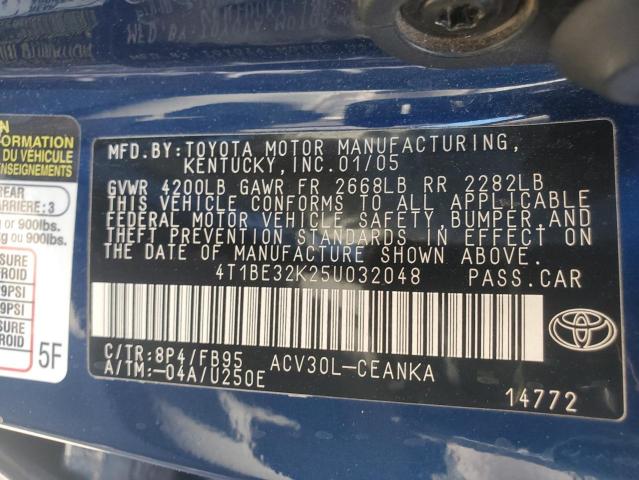 4T1BE32K25U032048 - 2005 TOYOTA CAMRY LE ლურჯი ფოტო 12