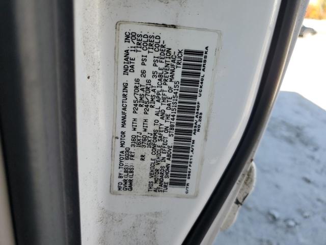 5TBBT44151S154155 - 2001 TOYOTA TUNDRA ACCESS CAB Biały zdjęcie 12