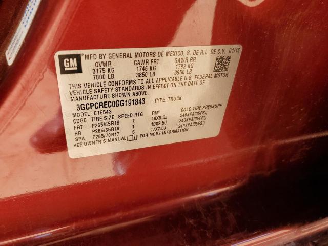 3GCPCREC0GG191843 - 2016 CHEVROLET SILVERADO C1500 LT 红色 照片 12