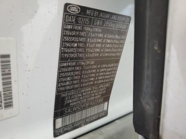 SALWR2VF8FA522069 - 2015 LAND ROVER RANGE ROVE HSE WHITE photo 13