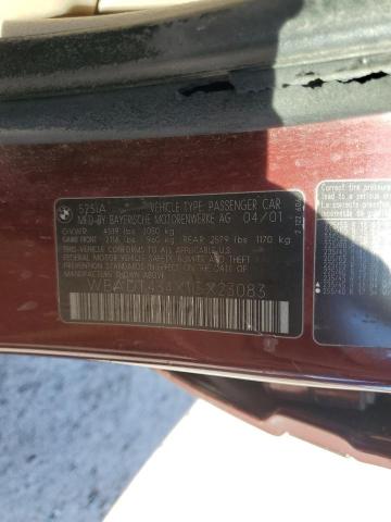 WBADT434X1GX23083 - 2001 BMW 525 I AUTOMATIC BURGUNDY photo 12