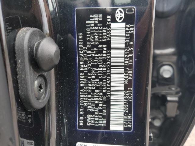 5YFEPMAE1NP337843 - 2022 TOYOTA COROLLA LE BLACK photo 13