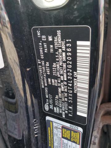 5XXGT4L30JG209631 - 2018 KIA OPTIMA LX შავი ფოტო 12