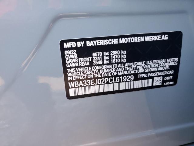 WBA33EJ02PCL61929 - 2023 BMW 760 XI GRAY photo 13