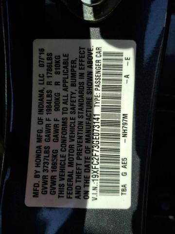 19XFC2F73GE073141 - 2016 HONDA CIVIC EX GRAY photo 12