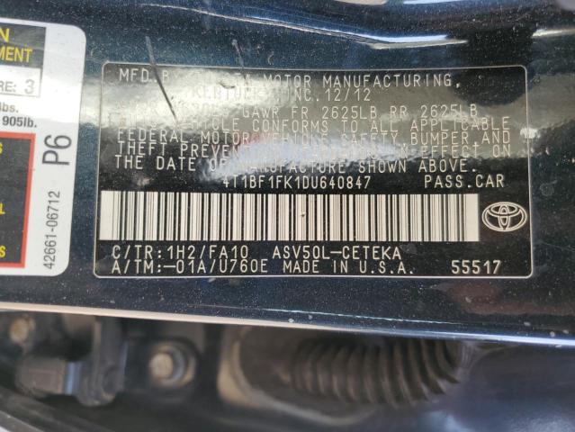 4T1BF1FK1DU640847 - 2013 TOYOTA CAMRY L 石墨色 照片 12