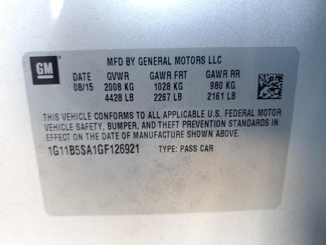 1G11B5SA1GF126921 - 2016 CHEVROLET MALIBU LIM LS 银色 照片 12