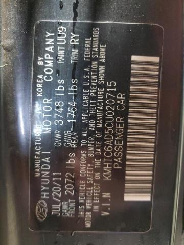 KMHTC6AD5CU020715 - 2012 HYUNDAI VELOSTER BLACK photo 12