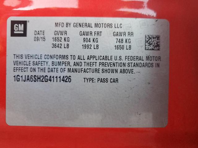1G1JA6SH2G4111426 - 2016 CHEVROLET SONIC LS RED photo 12