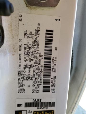 5TFRM5F12CX044487 - 2012 TOYOTA TUNDRA DOUBLE CAB SR5 WHITE photo 12