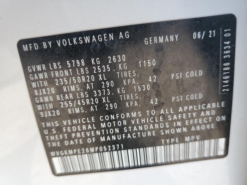 WVGKMPE26MP052371 - 2021 VOLKSWAGEN ID.4 PRO S Blanco foto 14