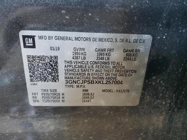 3GNCJPSBXKL257004 - 2019 CHEVROLET TRAX 1LT ნაცრისფერი ფოტო 13