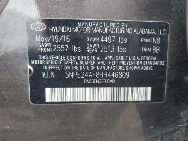 5NPE24AF8HH446809 - 2017 HYUNDAI SONATA SE BROWN photo 12