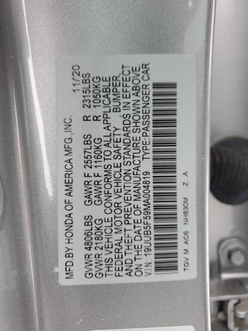 19UUB5F59MA004819 - 2021 ACURA TLX TECH A SILVER photo 12