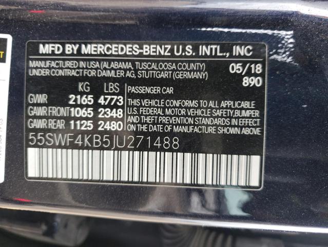 55SWF4KB5JU271488 - 2018 MERCEDES-BENZ C 300 4MATIC BLUE photo 12