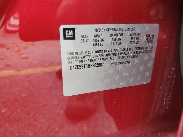 1G1ZE5ST3HF282987 - 2017 CHEVROLET MALIBU LT წითელი ფოტო 13