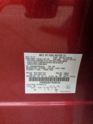 2FMHK6D81FBA08160 - 2015 FORD FLEX LIMITED წითელი ფოტო 13