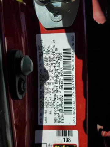 5TEJU4GN6AZ685964 - 2010 TOYOTA TACOMA DOUBLE CAB PRERUNNER MAROON photo 12