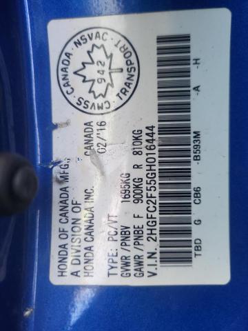 2HGFC2F55GH016444 - 2016 HONDA CIVIC LX Blau Foto 12