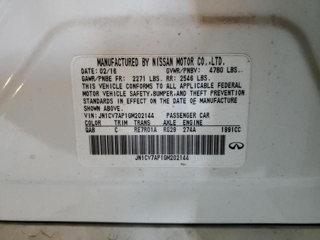 JN1CV7AP1GM202144 - 2016 INFINITI Q50 BASE أبيض صورة 12