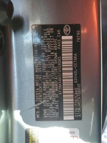 4T1BK46K57U509065 - 2007 TOYOTA CAMRY LE GREEN photo 12