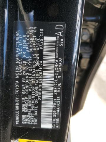 2T1BURHE8JC031974 - 2018 TOYOTA COROLLA L BLACK photo 12