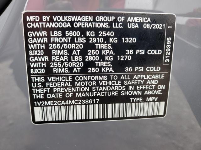 1V2ME2CA4MC238617 - 2021 VOLKSWAGEN ATLAS CROS SE GRAY photo 13
