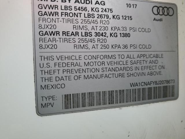 WA1CNAFY8J2078673 - 2018 AUDI Q5 PRESTIGE 白色 照片 14