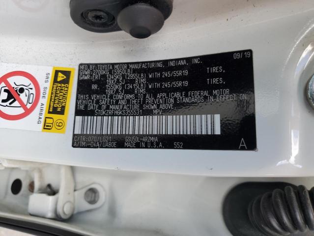 5TDKZRFH6KS355531 - 2019 TOYOTA HIGHLANDER SE Weiß Foto 13