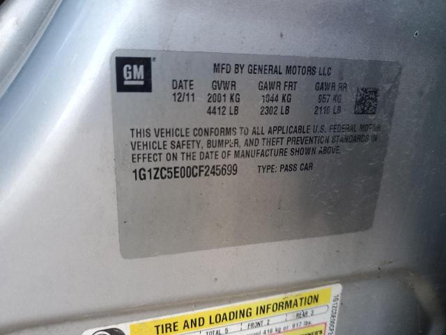 1G1ZC5E00CF245699 - 2012 CHEVROLET MALIBU 1LT SILVER photo 12