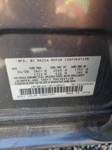 JM1BK32F181148041 - 2008 MAZDA 3 I GRAY photo 12