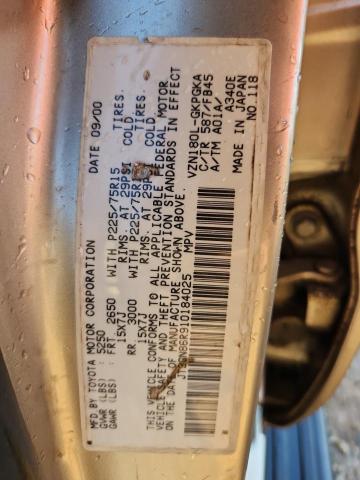 JT3GN86R910184025 - 2001 TOYOTA 4RUNNER SR5 Алтын фото 13
