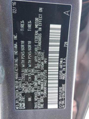 5TDKKRFH4GS137759 - 2016 TOYOTA HIGHLANDER XLE Մոխրագույն լուսանկար 13