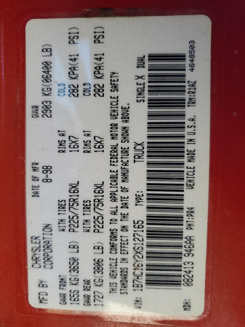 1B7HC16Y2XS127165 - 1999 DODGE RAM 1500 RED photo 13