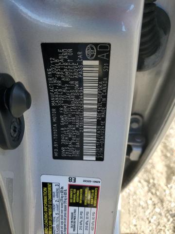 2T1BU4EE7CC834494 - 2012 TOYOTA COROLLA BASE فضي صورة 12