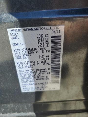 5N1AL0MN9EC540949 - 2014 INFINITI QX60 გრაფიტი ფოტო 13